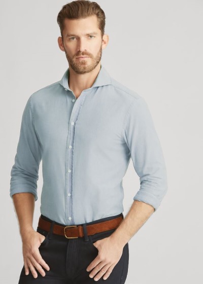 Camisa Ralph Lauren Hombre Azules Azules - Keaton Tailored Chambray - RTZVN5617